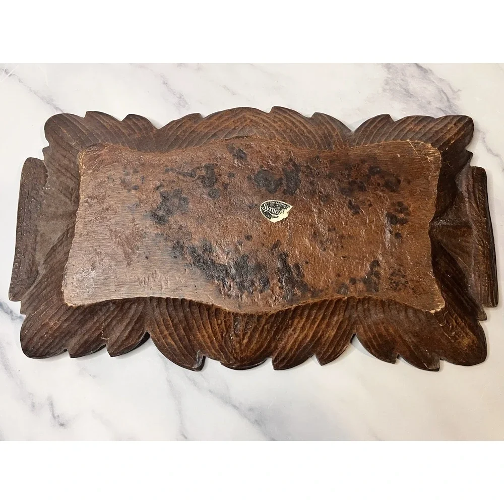 Vintage Syroco Wood Leaf Decorative Tray with Handles Fall 12